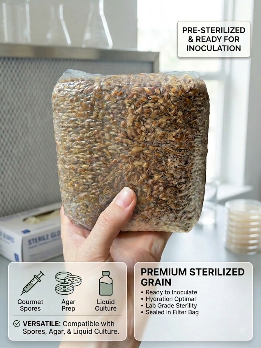 2 kg Sterile Grain Spawn Bag | Pre-Sterilized Mushroom Inoculation Grain
